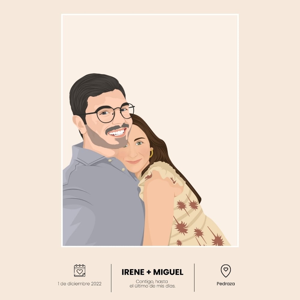 Custom couple drawing - Personalized gift for newlyweds