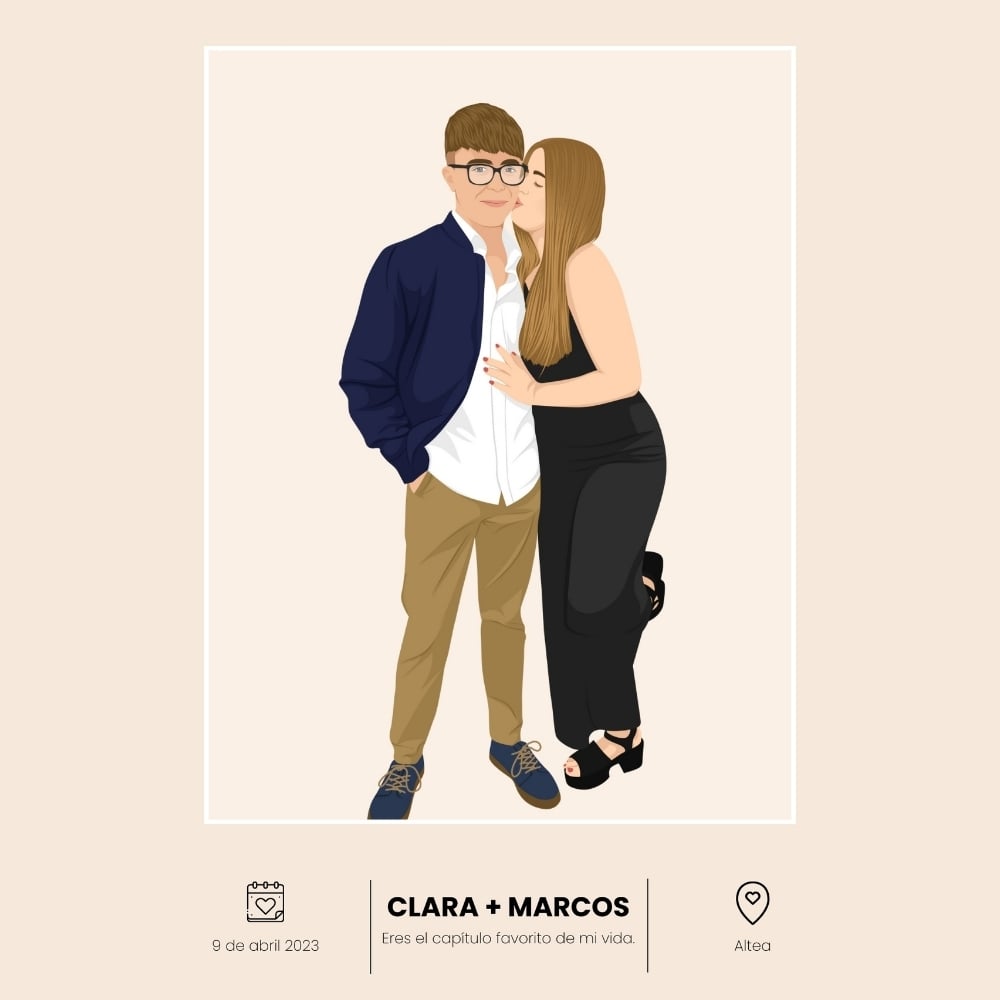 Custom couple drawing - Personalized gift for newlyweds