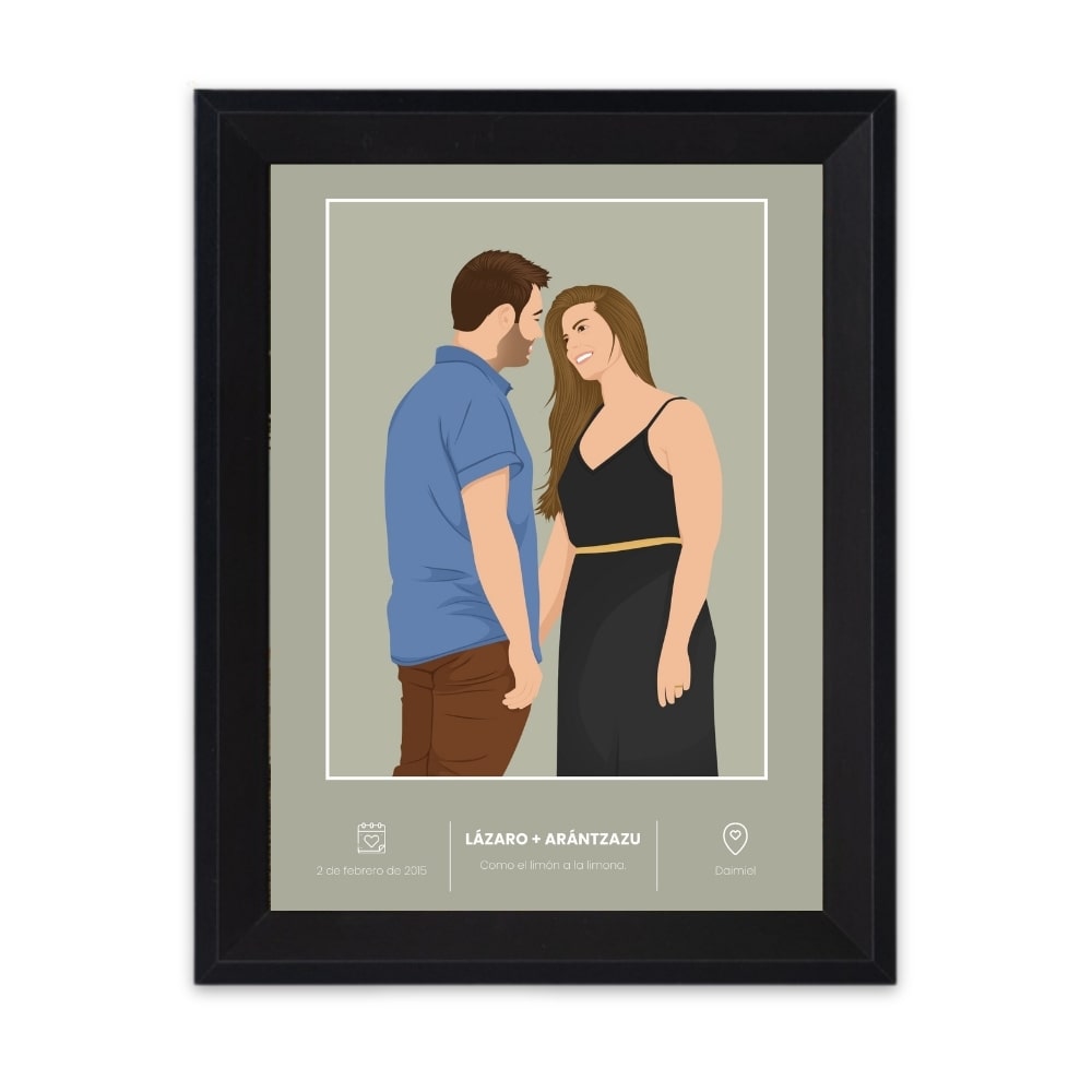 Custom couple drawing - Personalized gift for newlyweds