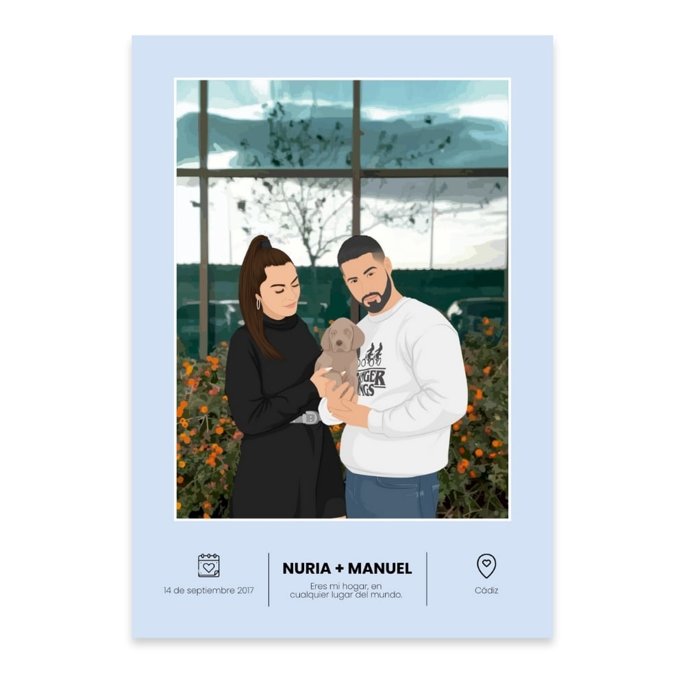 Custom couple drawing - Personalized gift for newlyweds
