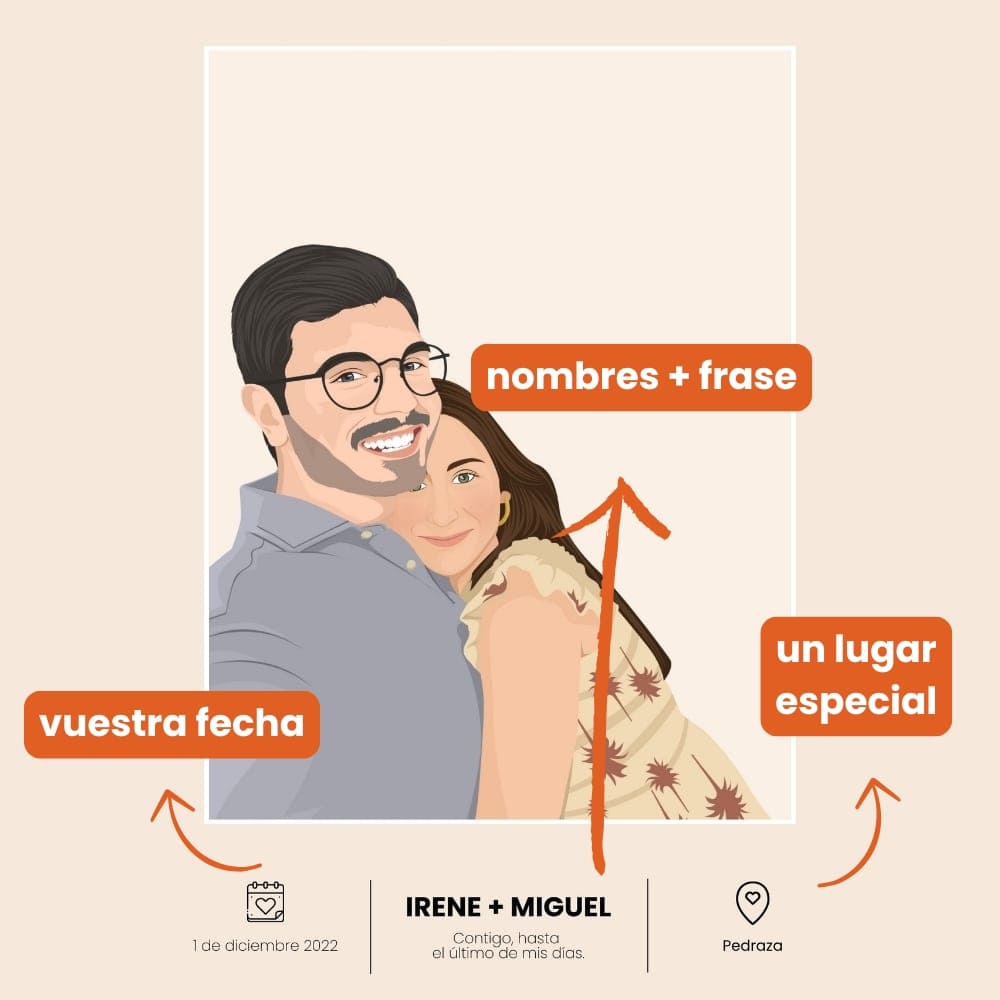 Custom couple drawing - Personalized gift for newlyweds